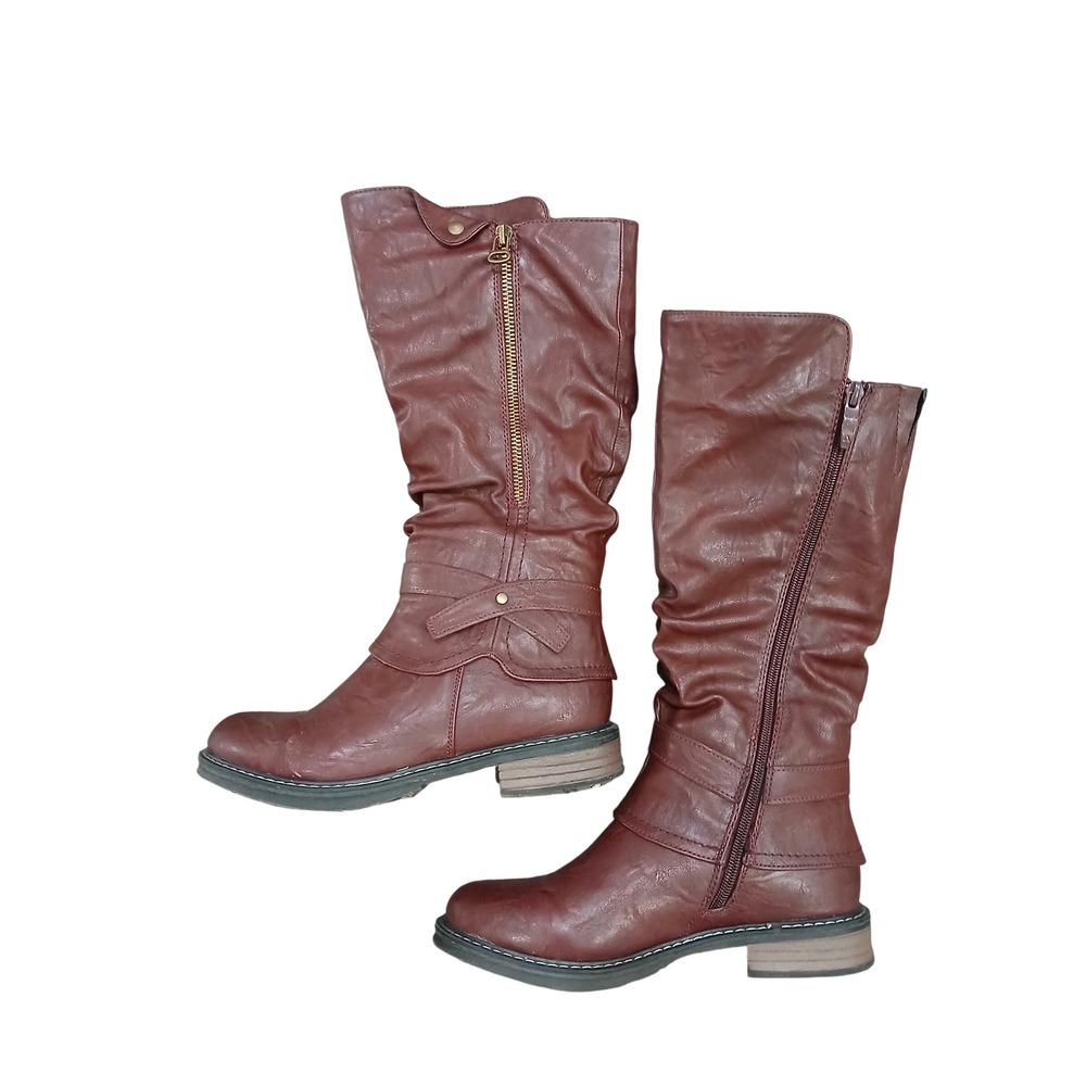 Patrizia Musette Bordeaux Burgundy Red Mid Calf Boots Fur Lined Womens 36 6